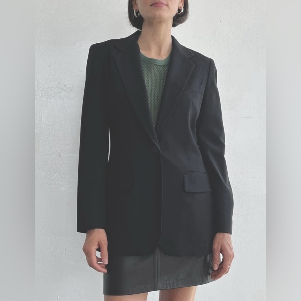 Vintage DONNA KARAN DKNY Vintage Washed Silk Blazer Jacket Navy 90s Size 4